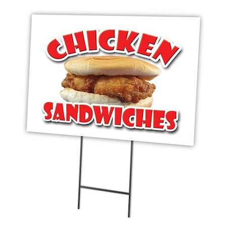 Chicken Sandwiches Yard Sign & Stake Outdoor Plastic Coroplast Window